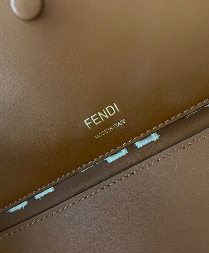 Fendi Baguette Leather Bag With FF Embroidery 8BR600 Coffee